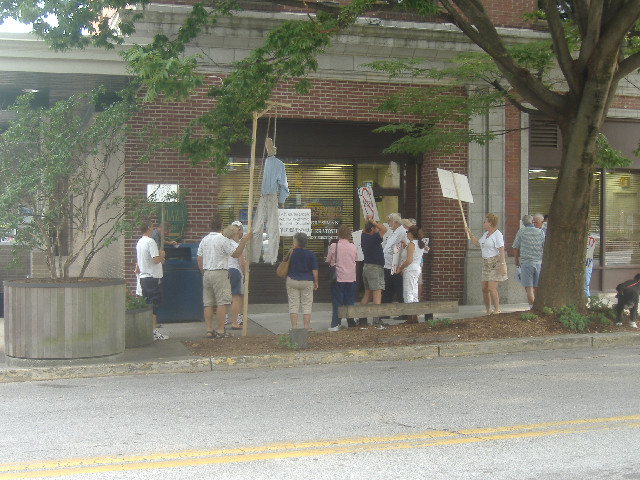 The protestors eventually arrive at Congressman Frank Kratovil's Salisbury regional office.