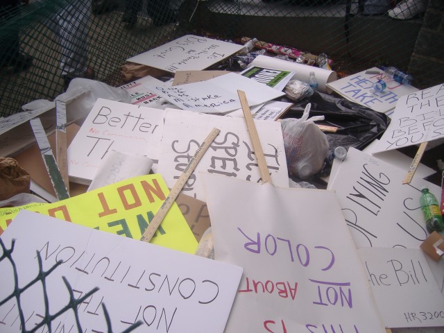 I wonder whether these signs will be recycled for future use at next year's 9-12 event or some other TEA Party.