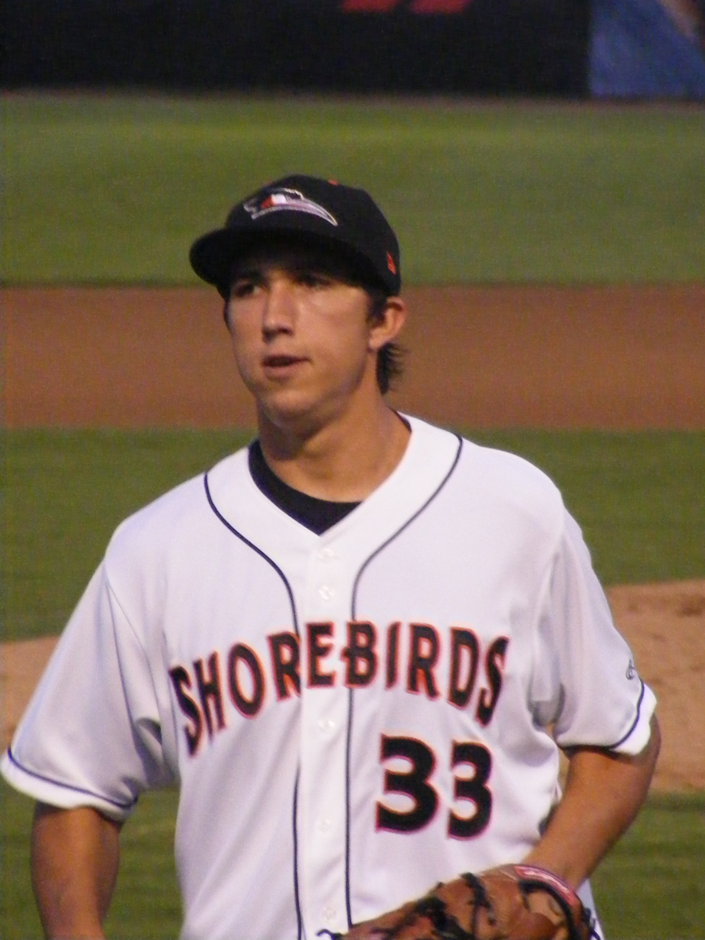 David Baker looked relieved to be through an inning, but in truth he has pitched well for Delmarva.