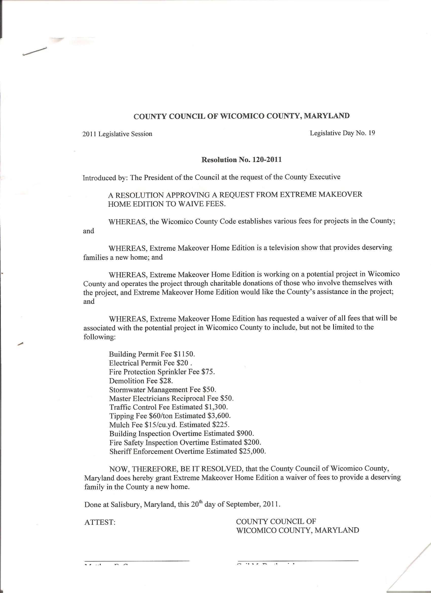 The county's resolution, provided by County Council member Bob Culver and forwarded to me by a concerned citizen.